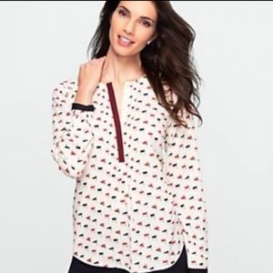 Talbots long sleeve flag blouse